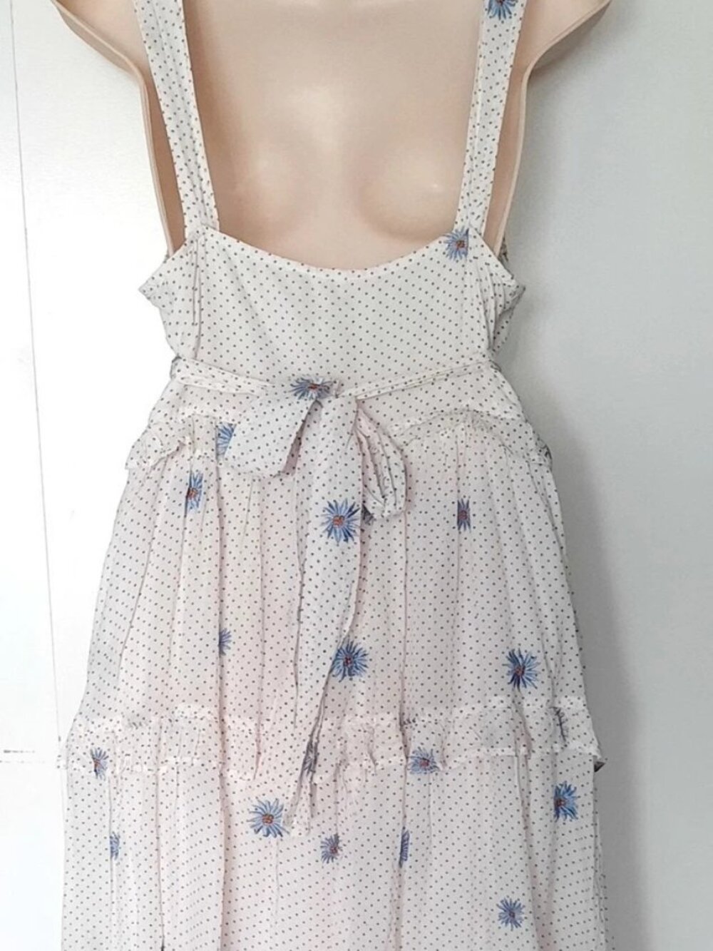 Free People Daisy Chain Cotton Midi Dress Embroidered Ecru Combo Size L NWT - Picture 6 of 13
